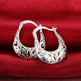 925 Silver Hollow Carved Drop Earrings for Women