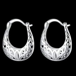 925 Silver Hollow Carved Drop Earrings for Women