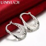 925 Silver Hollow Carved Drop Earrings for Women Party Wedding