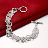 925 Silver Circle Bracelets for Women Men Wedding Party Holiday