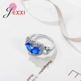 Heart Stone Rings for Women Wedding Accessories 925 Silver Needle CZ Top