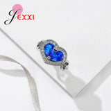 Heart Stone Rings for Women Wedding Accessories 925 Silver Needle CZ Top