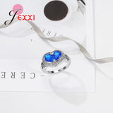 Heart Stone Rings for Women Wedding Accessories 925 Silver Needle CZ Top