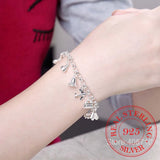 925 Silver Zircon Crystal Bracelets 12 Charms Bangles For Woman