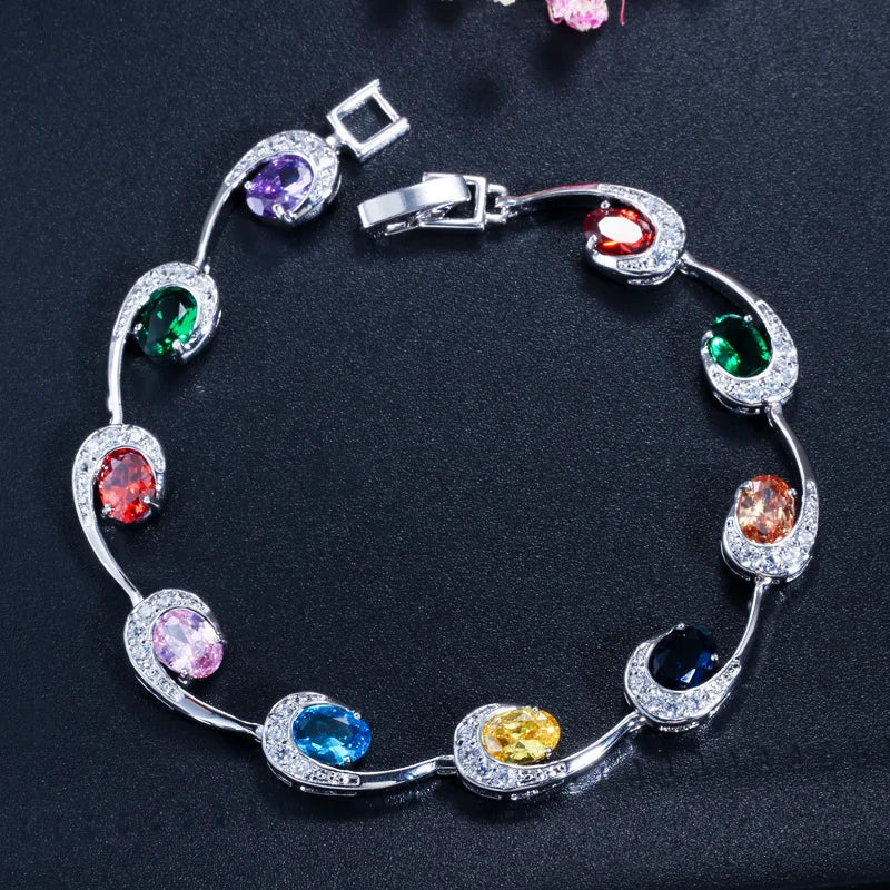 Colorful Bracelets Silver with Extender Woman Lady Bangle Jewelry