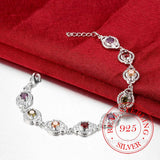 Colorful Zirconia Bracelet 925 Silver Extender Lady Bangle