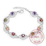 Colorful Zirconia Bracelet 925 Silver Extender Lady Bangle
