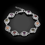 Colorful Zirconia Bracelets 925 Sterling Silver With Extender Lady Charm Bangle