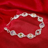 Colorful Zirconia Bracelets 925 Sterling Silver With Extender Lady Charm Bangle