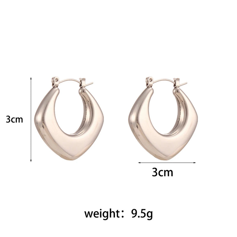 Silver Hollow Geometric Earrings Waterproof Stainless Steel Daily