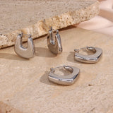 Silver Hollow Geometric Earrings Waterproof Stainless Steel Daily