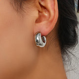 Silver Hollow Geometric Earrings Waterproof Stainless Steel Daily