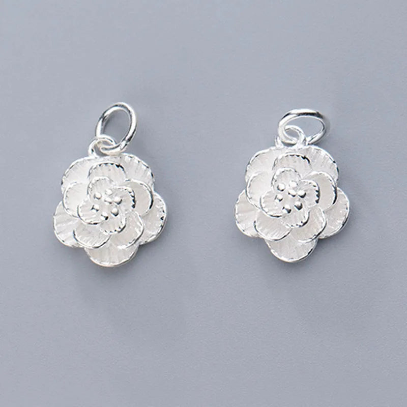 Cubic Flower 925 Silver Charms for DIY Jewelry Making