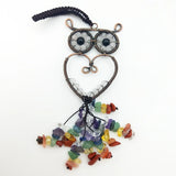 Pretty Owl Stone Car Pendant 7 Chakra Crystal Tassel Charms