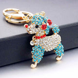 Poodle Dog Crystal Keychain Bow with Bowknot Car Bag Keychain