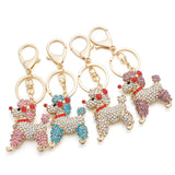 Poodle Dog Crystal Keychain Bow with Bowknot Car Bag Keychain