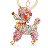Poodle Dog Crystal Keychain Bow with Bowknot Car Bag Keychain