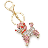 Poodle Dog Crystal Keychain Bow with Bowknot Car Bag Keychain
