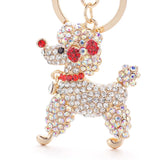 Poodle Dog Crystal Keychain Bow with Bowknot Car Bag Keychain