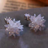 Sterling Silver Drop Earrings Snowflake Zircon Crystal 925 Fine Jewelry