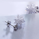 Sterling Silver Drop Earrings Snowflake Zircon Crystal 925 Fine Jewelry