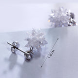 Sterling Silver Drop Earrings Snowflake Zircon Crystal 925 Fine Jewelry