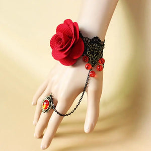 Pretty Red Rose Lace Bracelet Gothic Jewelry
