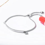 Stainless Steel Bracelet Adjustable ID Bangles Engrave Heart Bangle