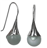Cat's Eye Jade Opal 925 Silver Hook Earrings 1 1/2''