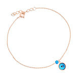 925 Silver Evil Eye Anklet with Glass
