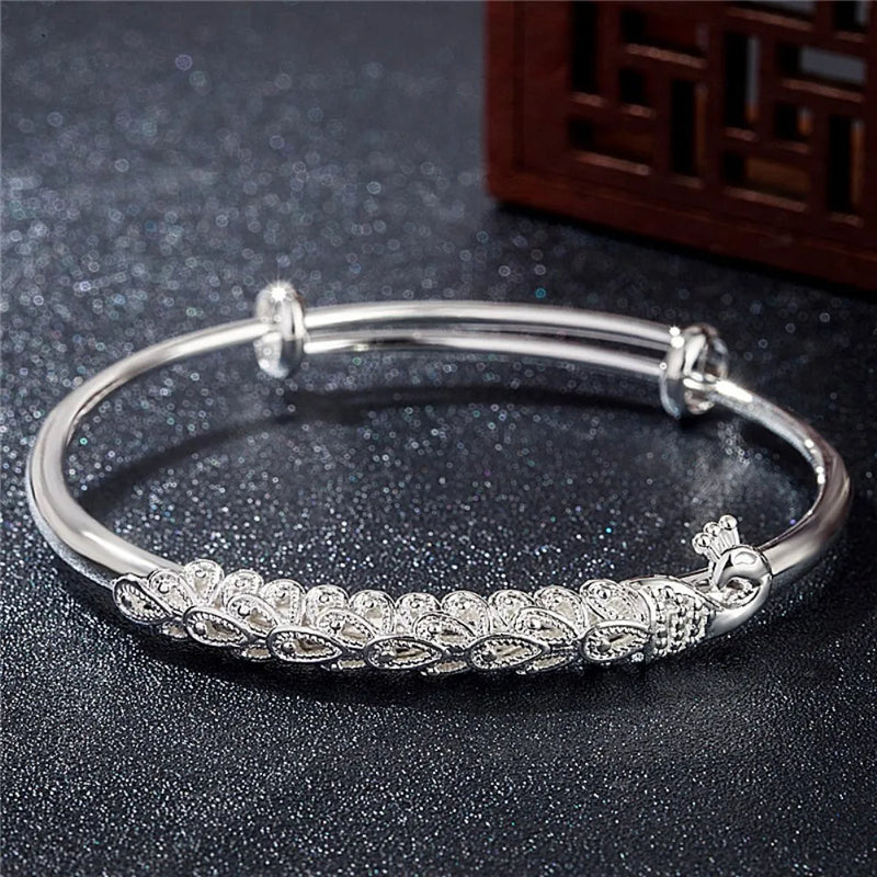Phoenix bangles 999 Stamp Silver cuff Bracelets for Women Party wedding accessor
