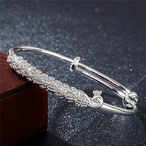 Phoenix Bangle Silver Cuff Bracelet 999 Stamp Women Wedding Jewelry