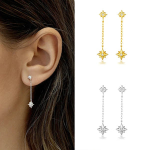 925 Silver Octagonal Chain Pendant Stud Earring