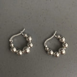 925 Silver Hoop Earrings String of Beads Birthday Party Jewelry