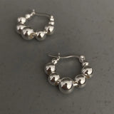 925 Silver Hoop Earrings String of Beads Birthday Party Jewelry