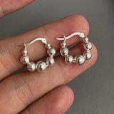 925 Silver Hoop Earrings String of Beads Birthday Party Jewelry