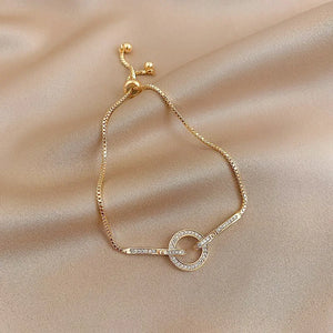 925 Silver Snake Chain Circle Bracelet Zircon Jewelry