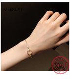 925 Silver Snake Chain Circle Bracelet Women Zircon Party Jewelry