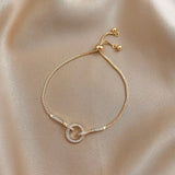 925 Silver Snake Chain Circle Bracelet Zircon Jewelry