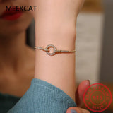 925 Silver Snake Chain Circle Bracelet Women Zircon Party Jewelry