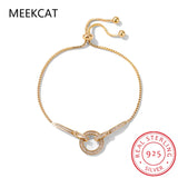 925 Silver Snake Chain Circle Bracelet Women Zircon Party Jewelry