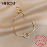 925 Silver Snake Chain Circle Bracelet Women Zircon Party Jewelry