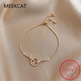 925 Silver Snake Chain Circle Bracelet Women Zircon Party Jewelry