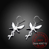 925 Sterling Silver Vintage Earrings for Women Angel Wing Long Ear Jewelry