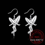 925 Sterling Silver Vintage Earrings for Women Angel Wing Long Ear Jewelry