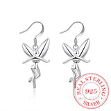 925 Sterling Silver Vintage Earrings for Women Angel Wing Long Ear Jewelry
