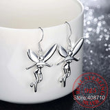 925 Sterling Silver Vintage Earrings for Women Angel Wing Long Ear Jewelry
