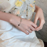 925 Silver Wedding Bracelet for Women Crystal Butterfly Hand Charm Bracelet