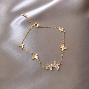 925 Silver Wedding Bracelet for Women Crystal Butterfly Hand Charm Bracelet