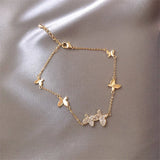 925 Silver Wedding Bracelet for Women Crystal Butterfly Hand Charm Bracelet
